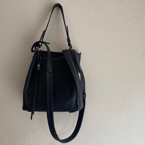 All Saints Handbags - ALLSAINTS kita navy pebbled leather crossbody